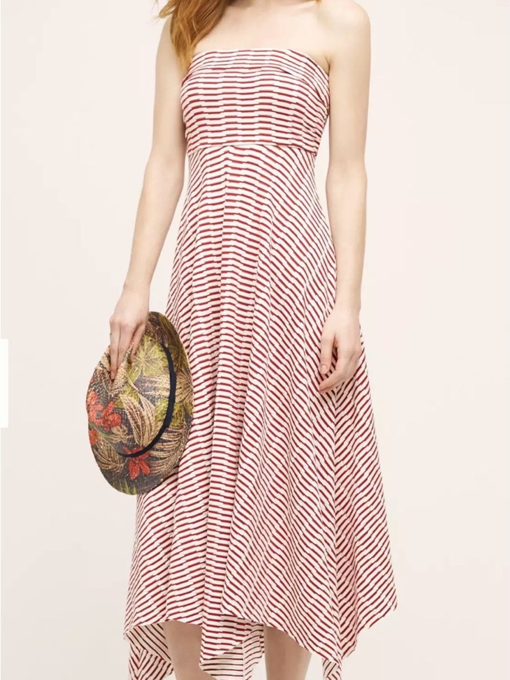 Anthropologie Maeve Red/White striped Woman’s dress-size M strapless
